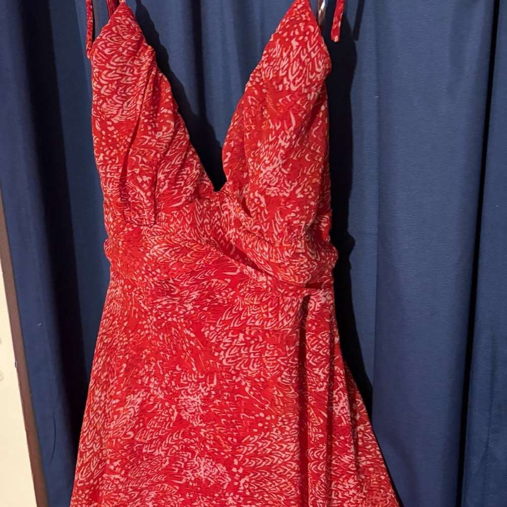 Elegant Red Patterned Women's Dress